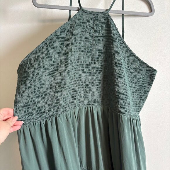 ARULA Sage Green Tiered Maxi Dress Halter Neck Boho Chic Casual 3X - Picture 4 of 5